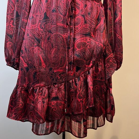 NWT Tommy Hilfiger Red & Black Ruffle Front Dress - Size 2 - Picture 4 of 16